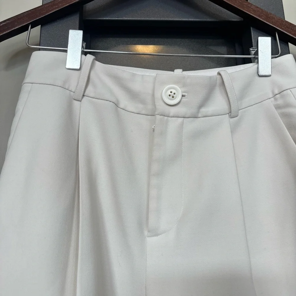 Alice + Olivia Ivory Wide Leg Trousers High Waist Tailored Pants Tall Size 0 - Picture 2 of 7